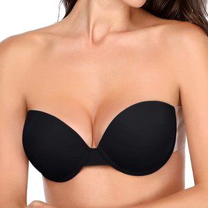 Strapless Backless Bra Self Adhesive Reusable Push Up Bra Size DD